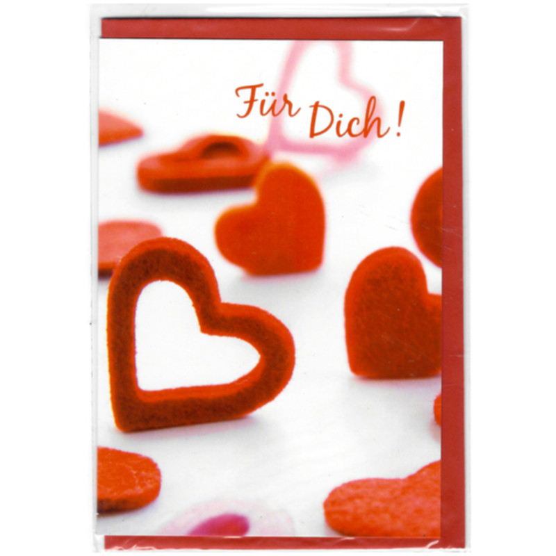 Liebevolle Karte mit Kuvert Für Dich mit Herzmotiv